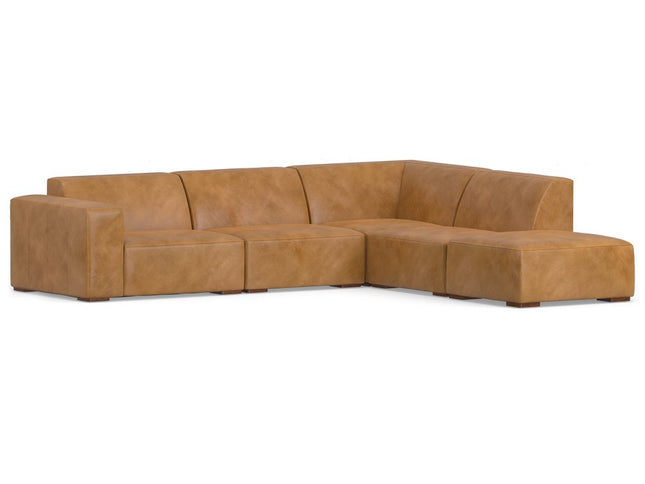 116" Sienna Leather Sofa With Ottoman With Brown Legs