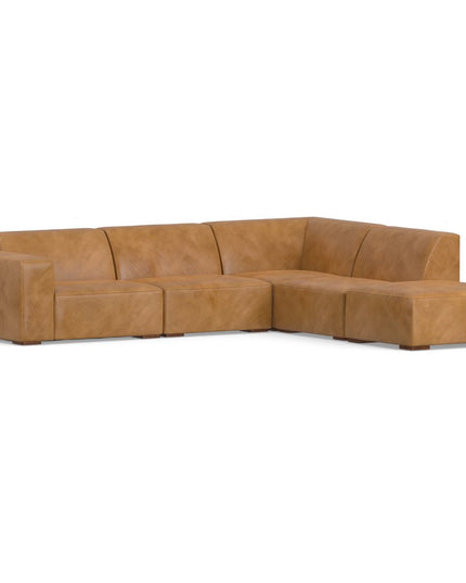 116" Sienna Leather Sofa With Ottoman With Brown Legs