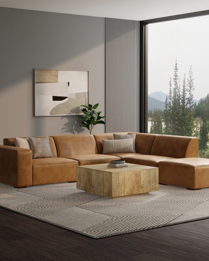 116" Sienna Leather Sofa With Ottoman With Brown Legs