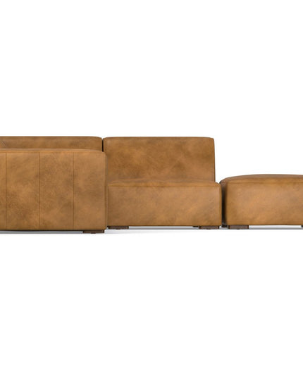 116" Sienna Leather Sofa With Ottoman With Brown Legs