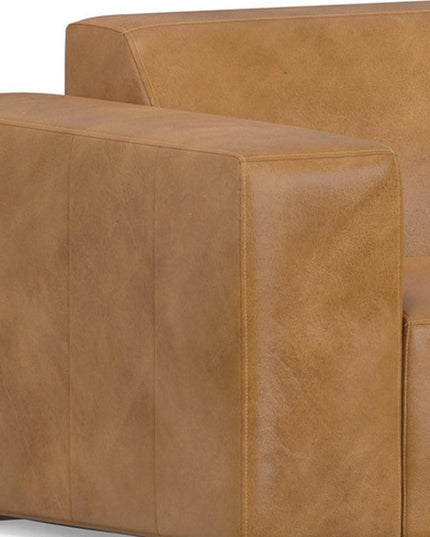 116" Sienna Leather Sofa With Ottoman With Brown Legs