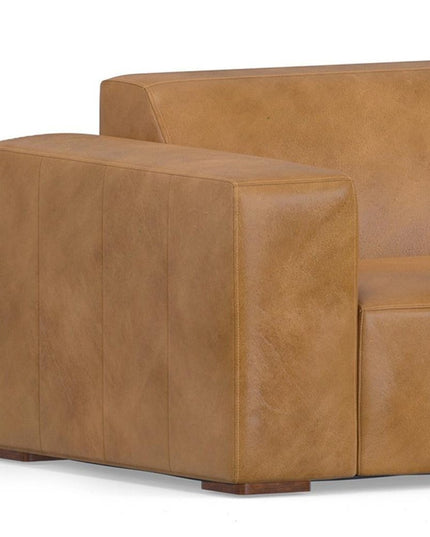 116" Sienna Leather Sofa With Ottoman With Brown Legs