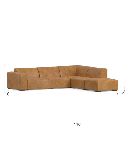 116" Sienna Leather Sofa With Ottoman With Brown Legs