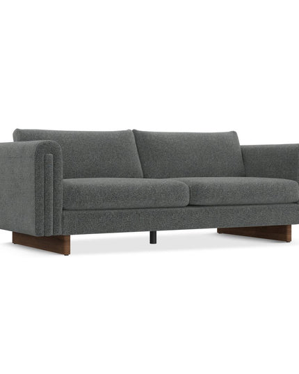 84" Dark Gray Fabric Sofa With Walnut Legs