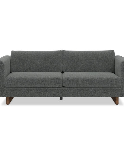 84" Dark Gray Fabric Sofa With Walnut Legs
