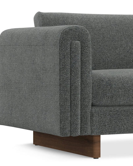 84" Dark Gray Fabric Sofa With Walnut Legs