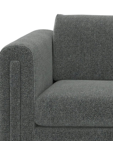 84" Dark Gray Fabric Sofa With Walnut Legs