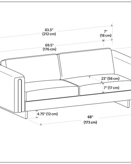 84" Dark Gray Fabric Sofa With Walnut Legs