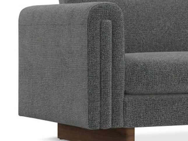 84" Dark Gray Fabric Sofa With Walnut Legs