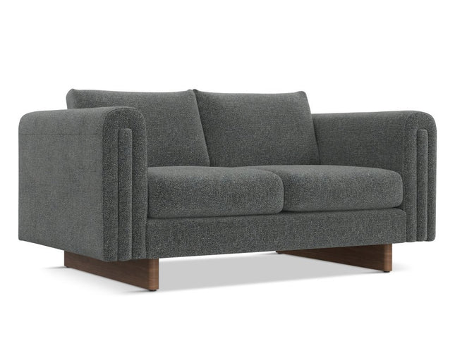 61" Dark Gray Fabric Sofa With Walnut Legs