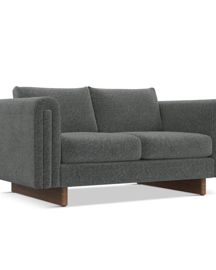 61" Dark Gray Fabric Sofa With Walnut Legs