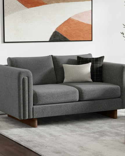 61" Dark Gray Fabric Sofa With Walnut Legs