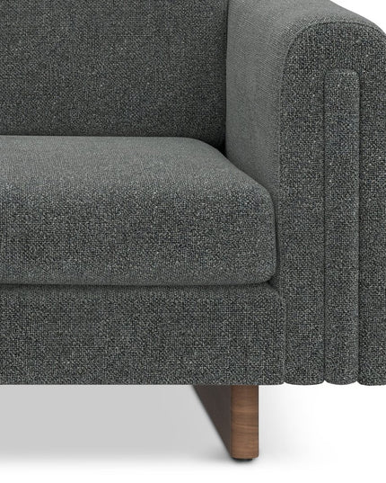 61" Dark Gray Fabric Sofa With Walnut Legs