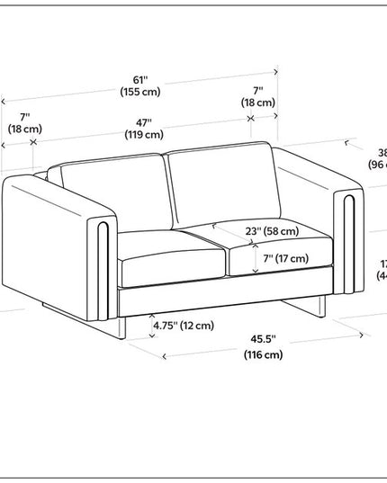 61" Dark Gray Fabric Sofa