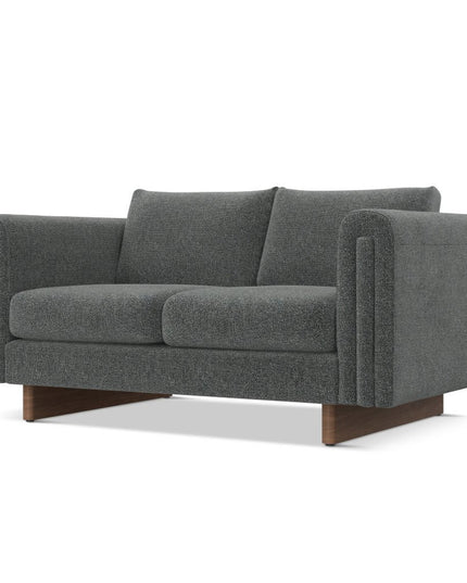 61" Dark Gray Fabric Sofa With Walnut Legs