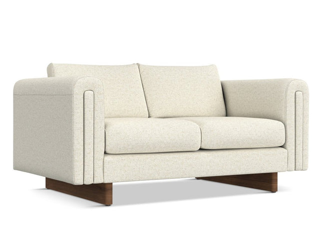 61" Ivory Fabric Sofa With Walnut Legs