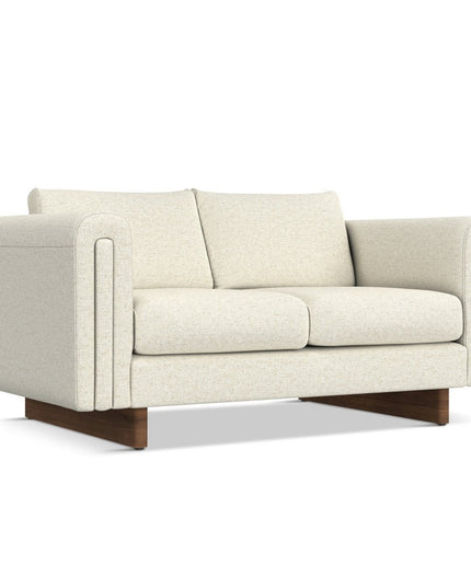 61" Ivory Fabric Sofa With Walnut Legs