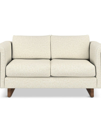 61" Ivory Fabric Sofa With Walnut Legs