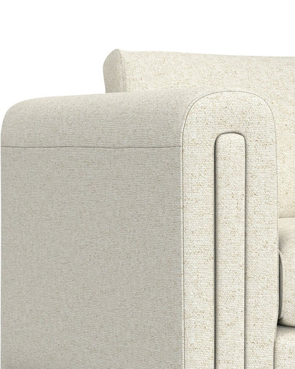 61" Ivory Fabric Sofa With Walnut Legs