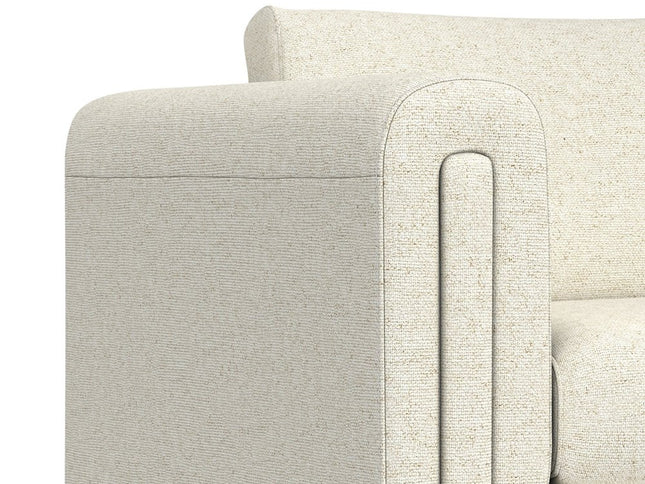 61" Ivory Fabric Sofa With Walnut Legs