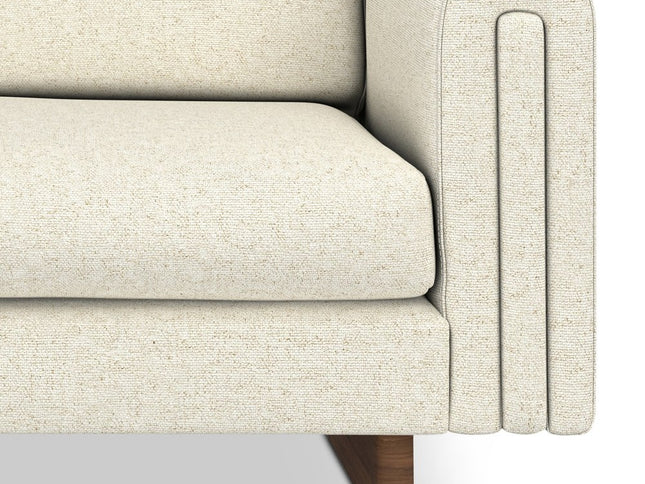 61" Ivory Fabric Sofa With Walnut Legs