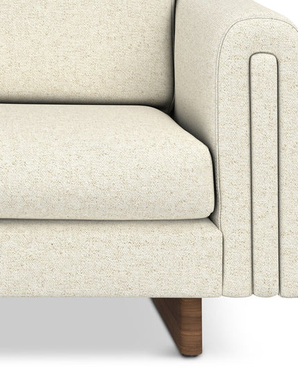 61" Ivory Fabric Sofa With Walnut Legs