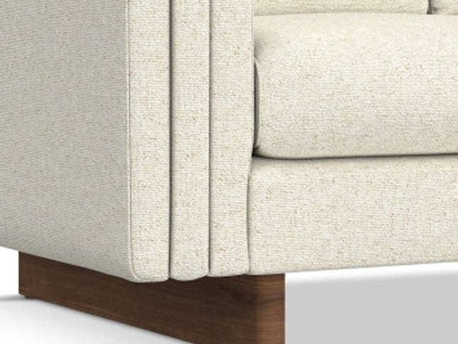 61" Ivory Fabric Sofa With Walnut Legs