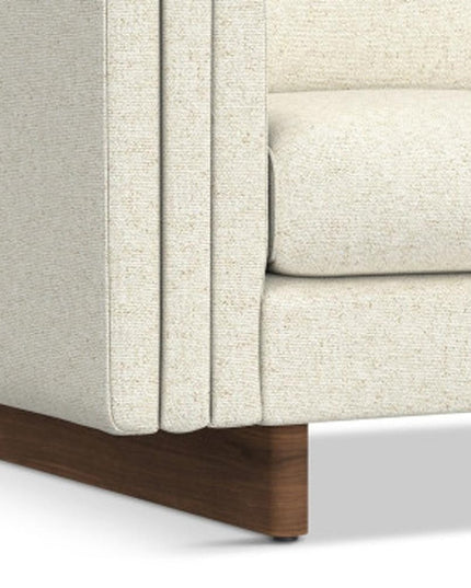 61" Ivory Fabric Sofa With Walnut Legs