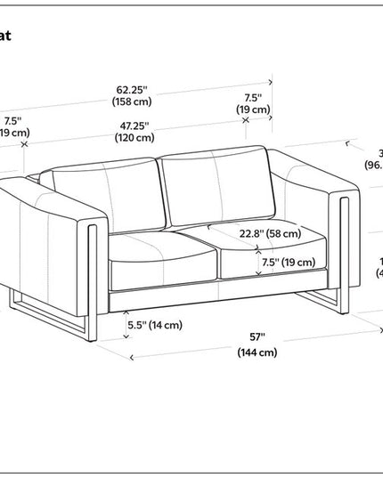 62" Gray Leather Sofa