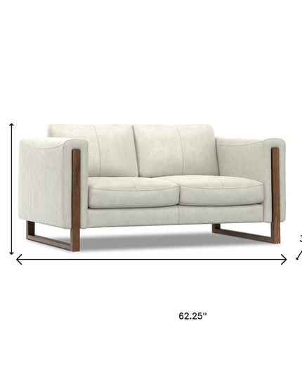 62" Gray Leather Sofa