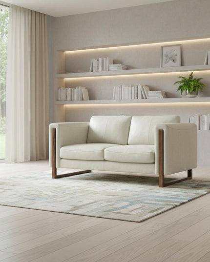 62" Gray Leather Sofa