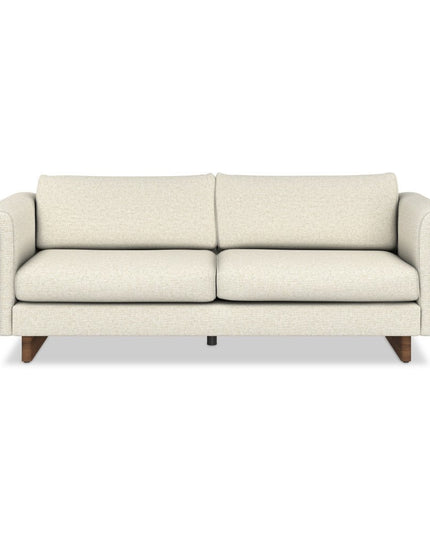 84" Ivory Fabric Sofa With Walnut Legs