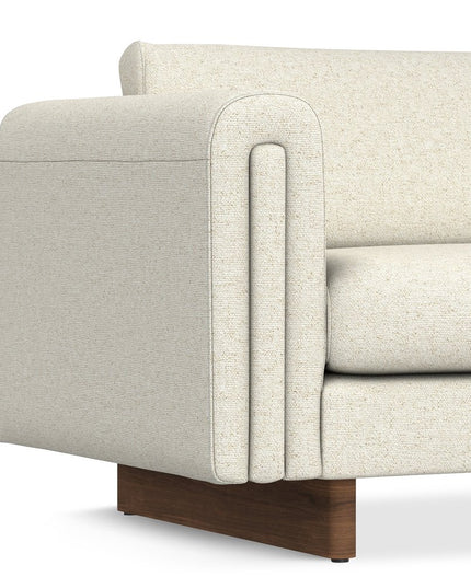 84" Ivory Fabric Sofa With Walnut Legs