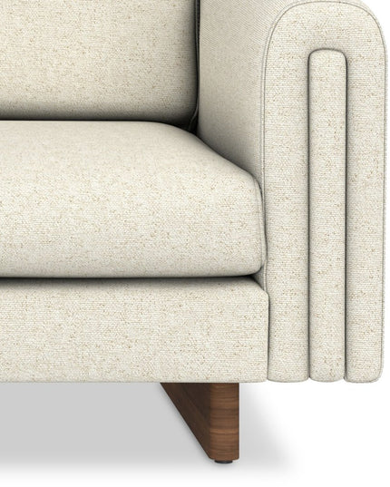 84" Ivory Fabric Sofa With Walnut Legs