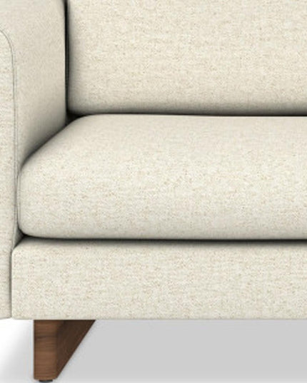 84" Ivory Fabric Sofa With Walnut Legs