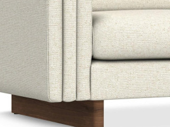 84" Ivory Fabric Sofa With Walnut Legs