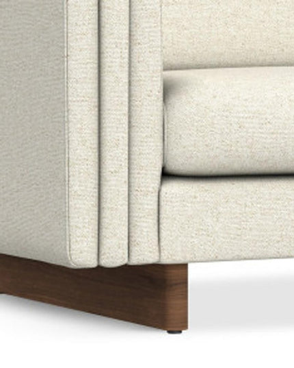 84" Ivory Fabric Sofa With Walnut Legs