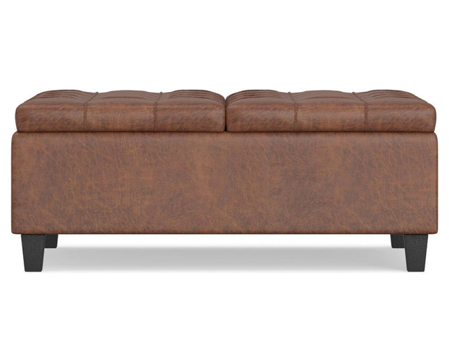 36" Brown and Espresso Leather Cocktail Ottoman With Storage