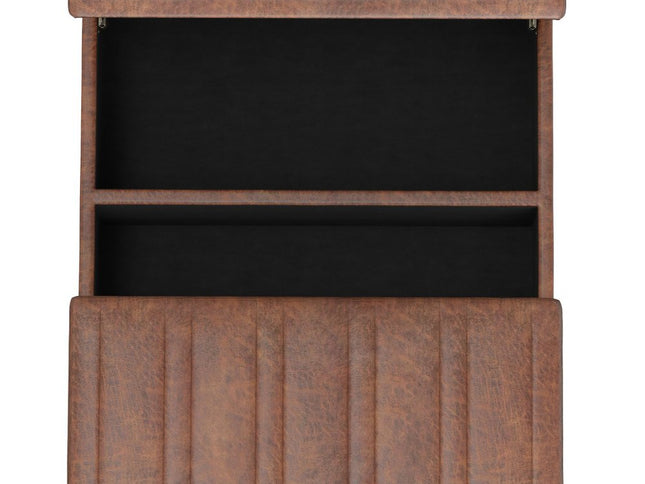 36" Brown and Espresso Leather Cocktail Ottoman With Storage