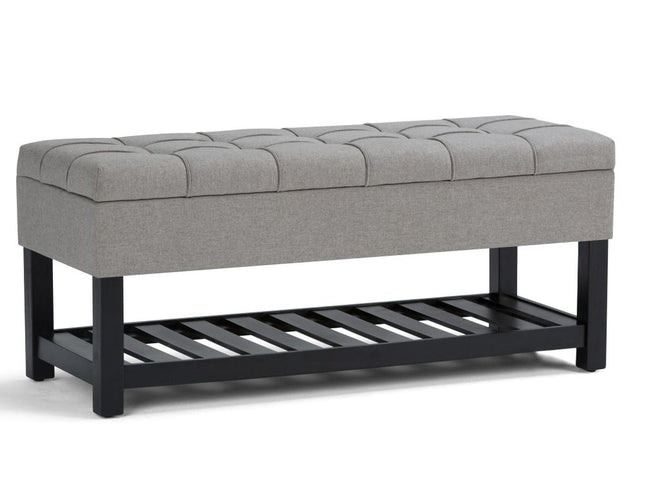 43" Gray and Espresso Fabric Ottoman With Storage