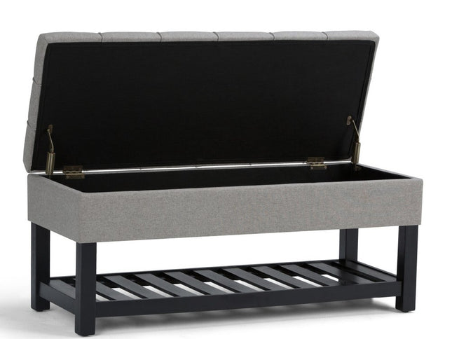43" Gray and Espresso Fabric Ottoman With Storage