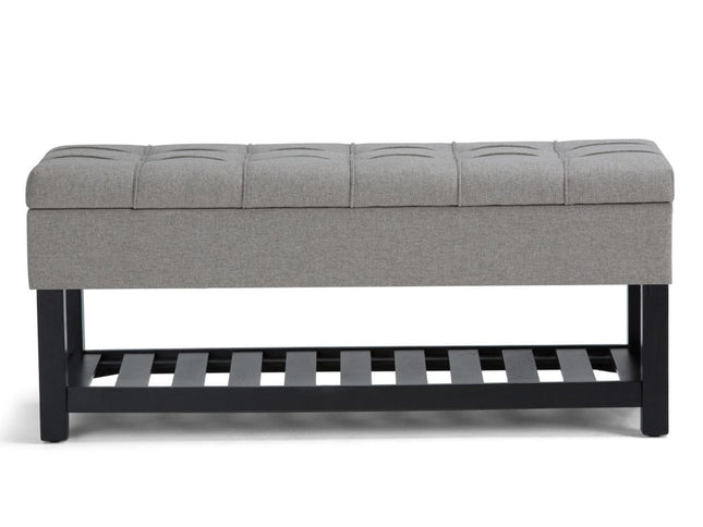43" Gray and Espresso Fabric Ottoman With Storage