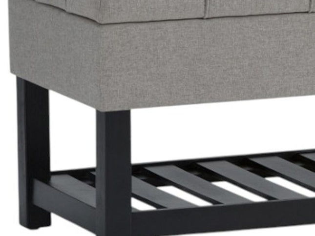 43" Gray and Espresso Fabric Ottoman With Storage