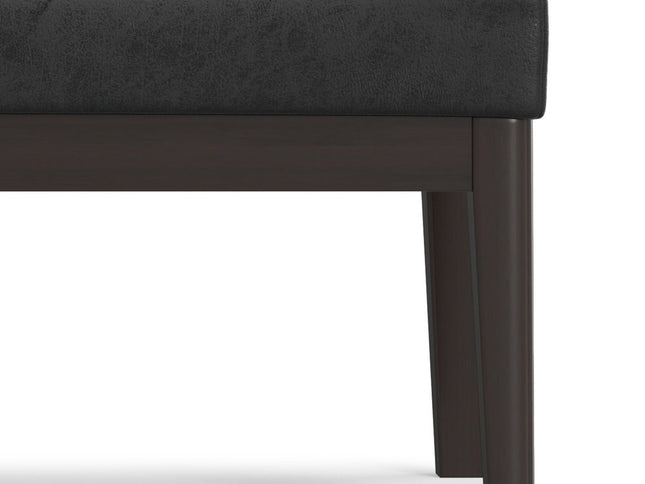 45" Black and Walnut Leather Ottoman