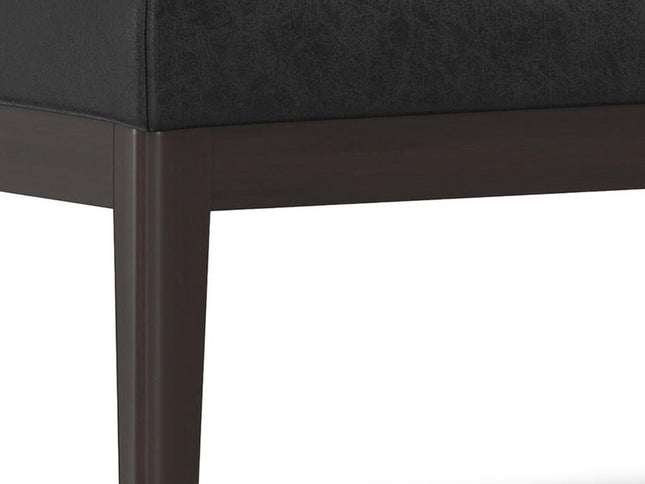 45" Black and Walnut Leather Ottoman