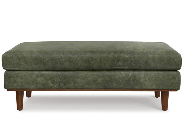 49" Green and Brown Leather Cocktail Ottoman