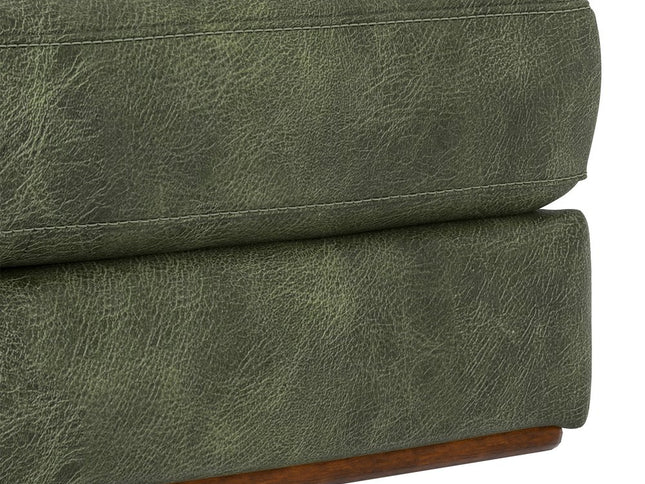 49" Green and Brown Leather Cocktail Ottoman