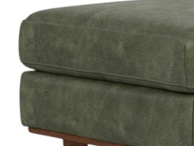 49" Green and Brown Leather Cocktail Ottoman