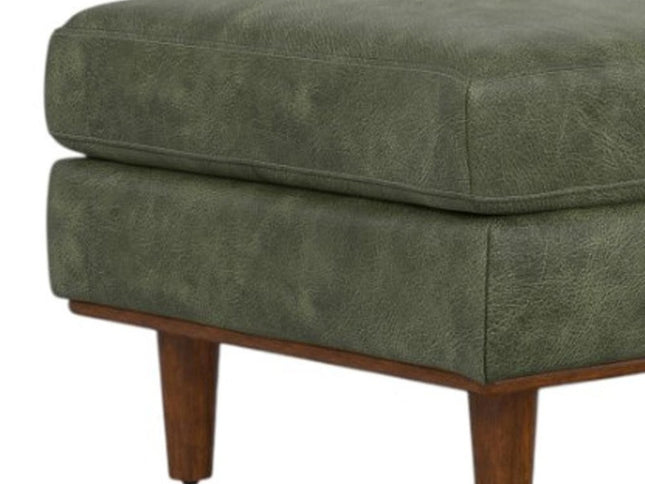49" Green and Brown Leather Cocktail Ottoman