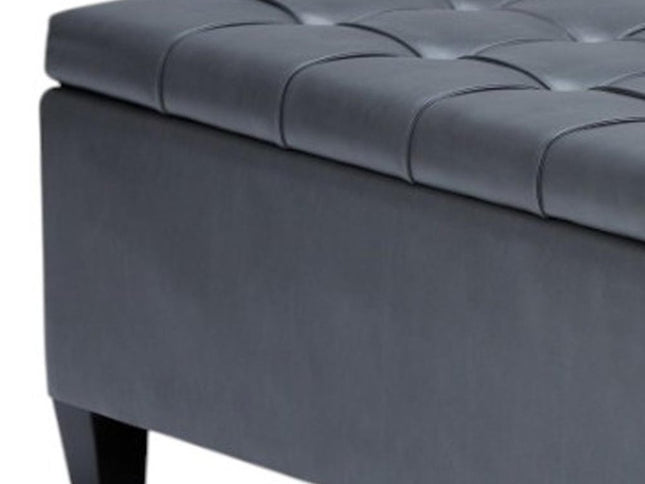 36" Gray and Espresso Leather Cocktail Ottoman With Storage